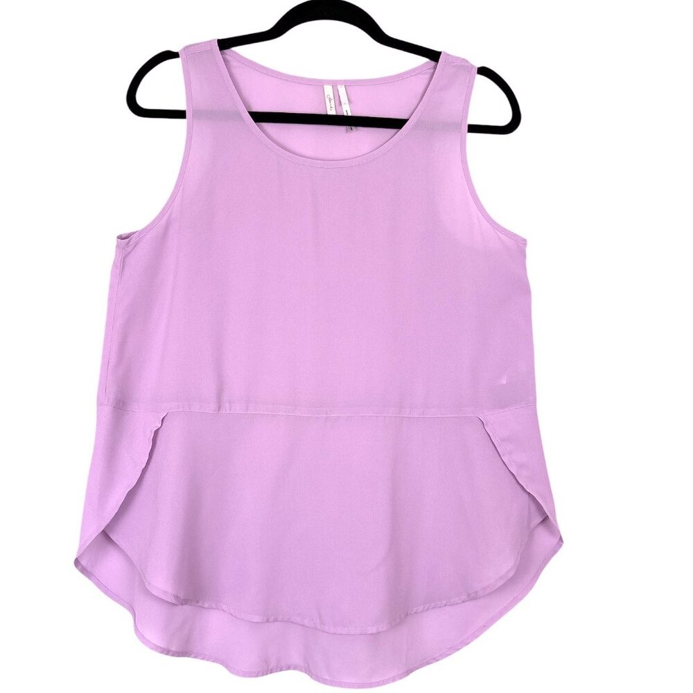 Frenchi Lavender Sleeveless Sheer Blouse Women’s Large High-Low Hem Pastel